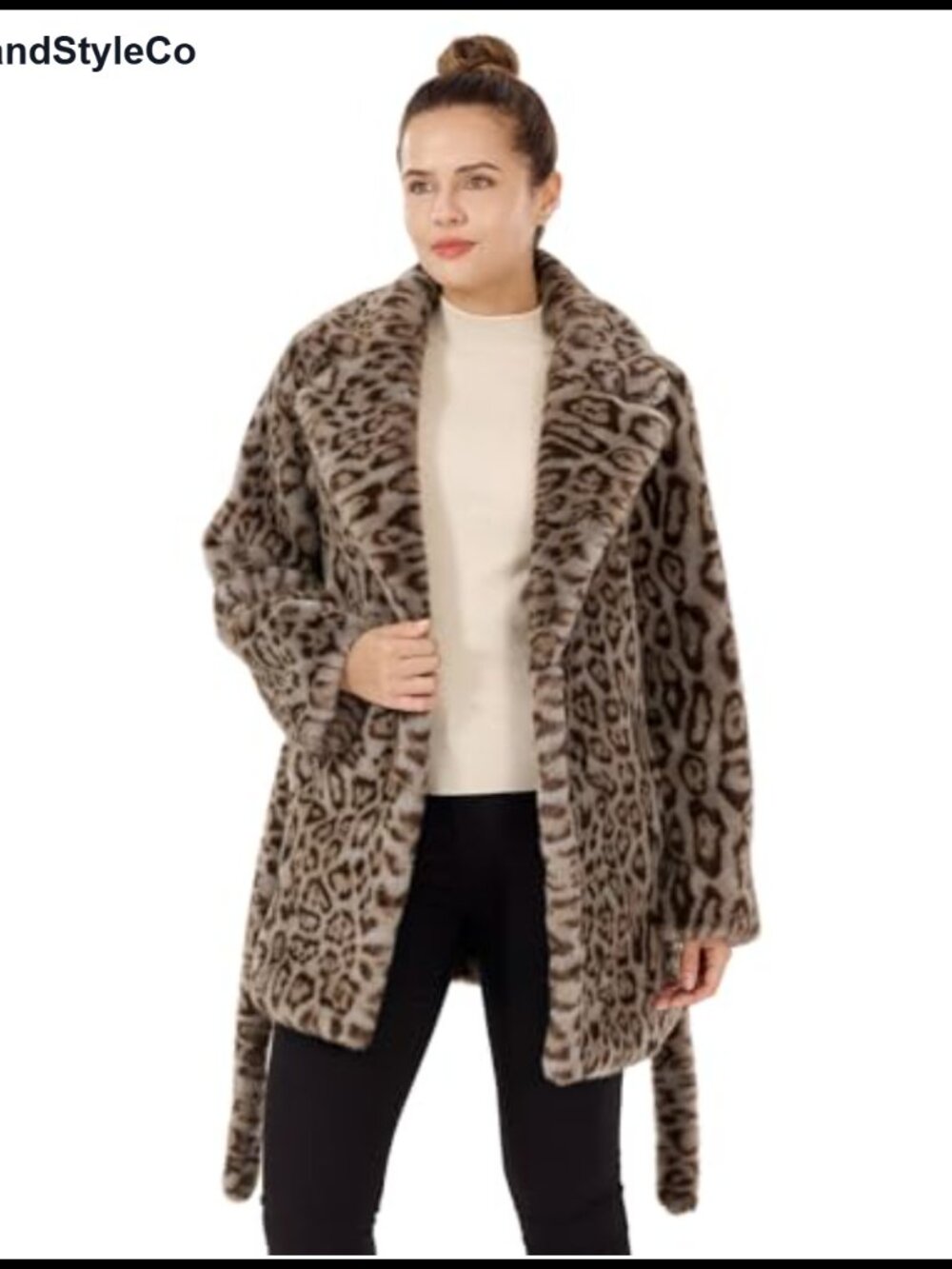 Faux Fur Jacket Open Front Cardigan with Belt Pockets Warm Coat